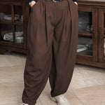 Women's Solid Color High-waisted Casual Loose Cotton Harem Pants