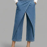 Women's High-waisted Loose-fitting Cropped Wide-leg Jeans