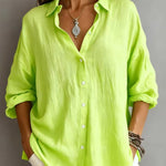 Women's Casual Cotton And Linen Polo Shirt