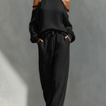 Elegant Cozy Stand Collar Shirt And Wide-leg Pants Two-piece Set
