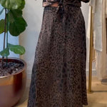 Cozy Linen And Cotton Leopard Print Skirt.