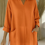 Women's Casual Loose-fitting Pocket Linen And Cotton Shirt
