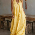Women's Casual Sleeveless Loose Pocket Vest Long Dress