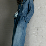 Casual Denim Stand-collar Zip-up Top And Skirt Two-piece Set