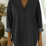 Casual And Cozy Collared Denim Cotton Top