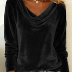 Women's Velvet Draped Neck Top
