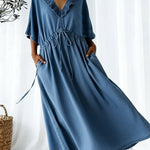 Casual Retro Ruffled Collar Loose Denim Dress