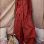 Women's Comfortable Linen And Cotton Extra-long Shirt And Pants Two-piece Set