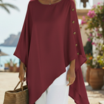 Elegant Flowing Irregular-hem Satin Blouse Top