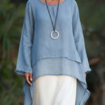 Romantic Double-layered Hem Denim Shirt Top