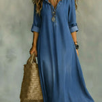 Romantic Ruffled Collar Denim Dress