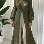 Women's Openwork Crochet Slit Long Top