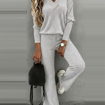 Casual Knitted Top And Wide-leg Pants Two-piece Set