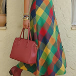 Colorful Palette Print Woolen Button-up Skirt