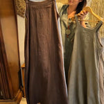 Women's Solid Color Square Neck Sleeveless Casual Loose Cotton And Linen Suspender Dress