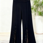 Women's Elegant Flared Trousers With Lace Detailing At The Front