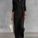 Women's Cotton Linen Stand Collar Long-sleeved Dress