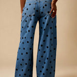 Women's Casual Polka Dot Denim Straight-leg Jeans