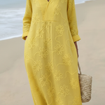 Cozy Romantic Floral Embroidered Cotton Dress