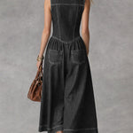 Women's Sleeveless Casual Loose Denim Wide-leg Jumpsuit With Lapel Collar