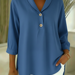 Retro Cozy Notch Lapel Linen Shirt Top