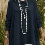 Retro Peter Pan Collar Irregular Hem Sweater Pullover