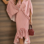 Stylish Striped Elegant Shirt And Skirt Two-piece Set