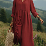 Rose Kiss Vintage Boho Shawl Collar Dress