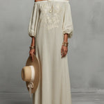 Women's Round Neck Long Sleeve Casual Loose Linen Dress