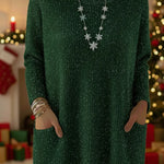 Christmas Sparkling Loose Pocket Pullover Sweater