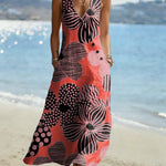 Women's Floral Pattern Art Print Casual Cotton Linen Dress