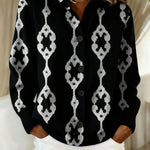 Women's Vintage Abstract Geometry Art Print Casual Sweater