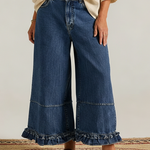 Casual Cozy Ruffled Details Denim Wide-leg Pants