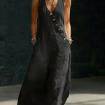 Minimalist Button-up V-neck Denim Dress