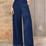 Women's Solid Color High-waisted Casual Loose Cotton And Linen Wide-leg Pants