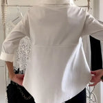 Women's Solid Color Stand Collar Long-sleeved Casual Loose Cotton Shirt