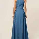 Women's Ruffled Stand Collar Sleeveless Casual Loose Denim Dress