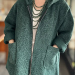 Women's Boucle Wool Blend Zip-up Hooded Jacket