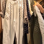 Casual Polka Dot Linen And Cotton Shirt And Trousers Two-piece Set