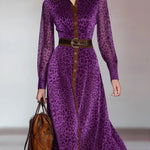 Women's Elegant Leopard Print Shirt Dress
