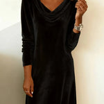 Women's velvet draped neck dress