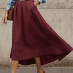 Elegant Irregular Hem Linen-cotton Blend Skirt