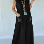 Women's Cozy Linen And Cotton Sleeveless Dress