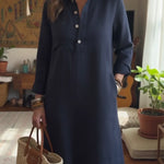 Classic Button-down Linen Shirt Dress