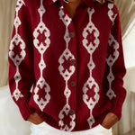 Women's Vintage Abstract Geometry Art Print Casual Sweater