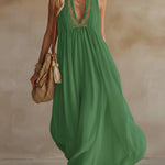 Women's V-neck Sleeveless Casual Loose Cotton And Linen Dress
