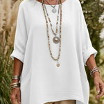 Casual V-neck Pocketed Irregular Hem Cotton And Linen Shirt