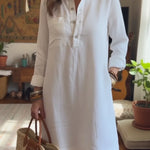 Classic Button-down Linen Shirt Dress
