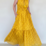 Elegant Polka Dot Print Belted Maxi Dress