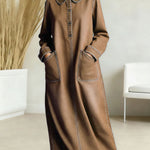 Women's New Spring Collection Peter Pan Collar Long-sleeved Casual Loose Denim Dress With Pockets.